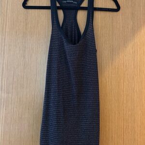 All Saints Black and Gray Striped Tank Top